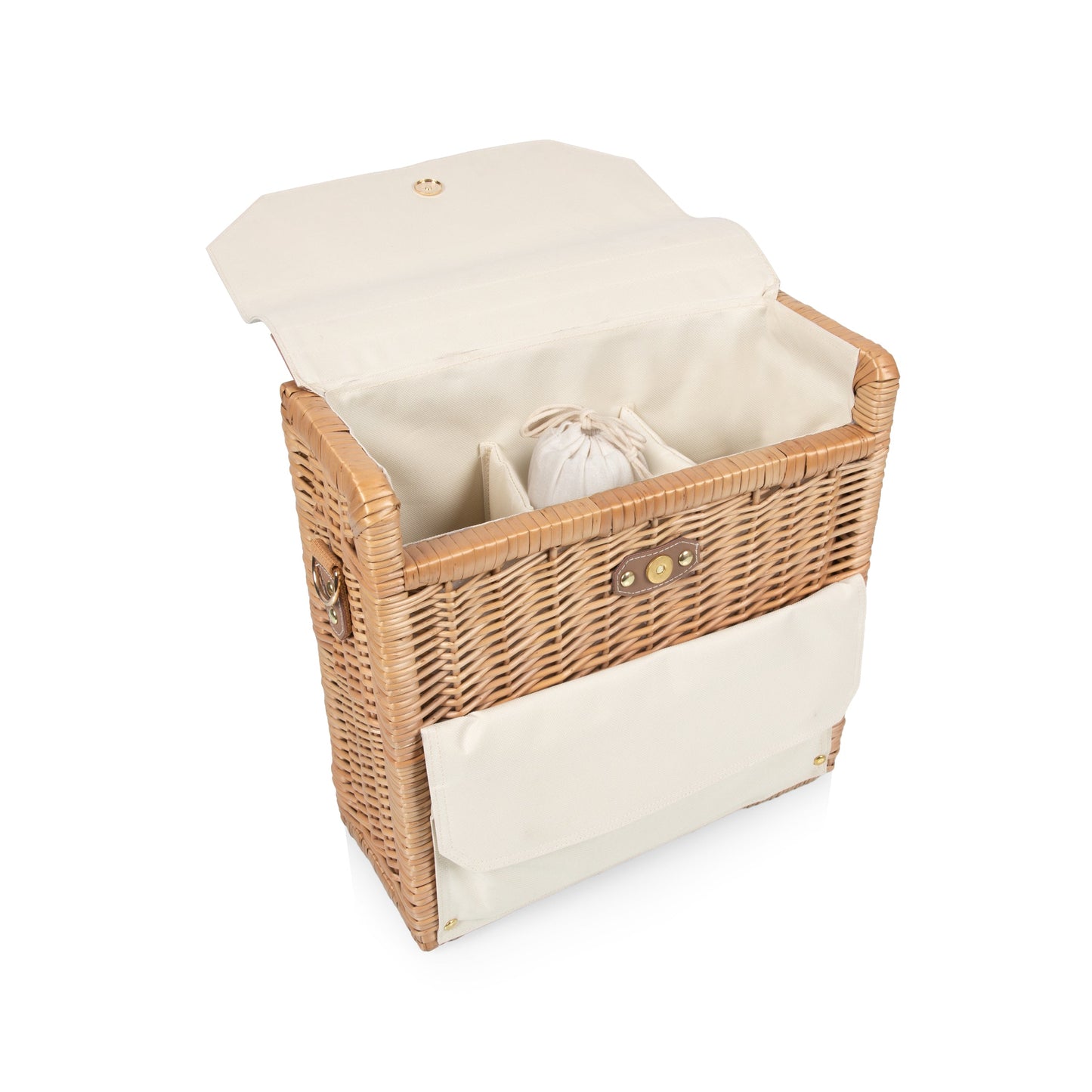 Corsica Grande 3-Bottle Wine & Cheese Basket Backpack - Coastal Picnic Tote, Beach House Entertaining Gift