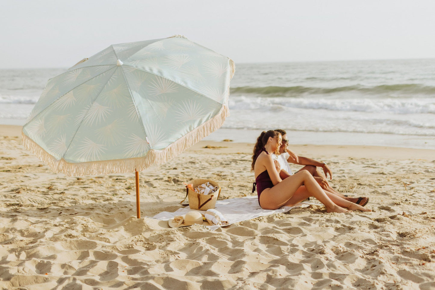 Summerland 6.5 ft. Portable Beach Umbrella - Coastal UV 50+ Sun Shade, Beach House Outdoor Entertaining