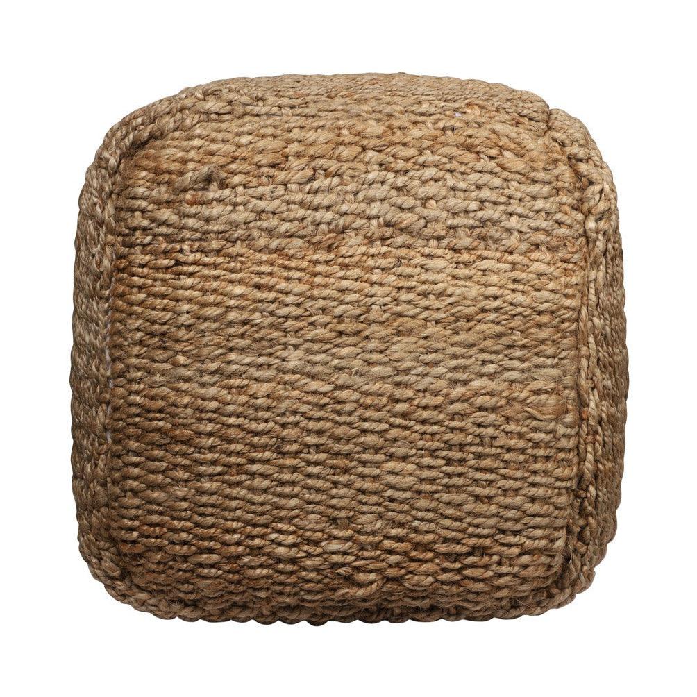 a square woven cushion on a white background