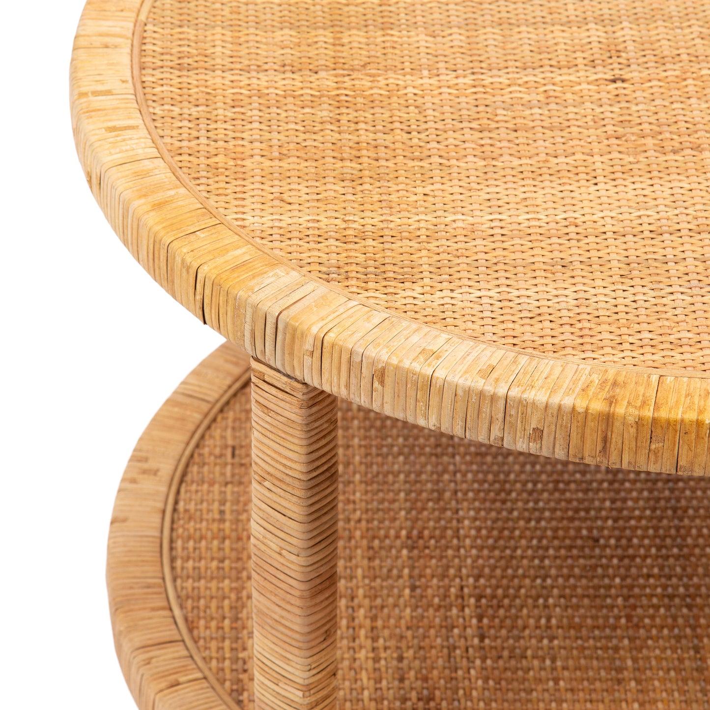 Round Rattan Coastal Coffee Table - Rafina Woven Living Room Furniture, Beach House Decor