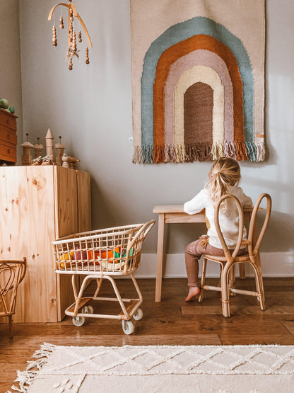 rattan chair in a kids rooms 