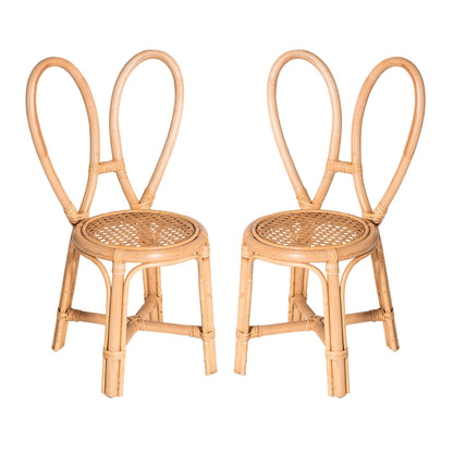 two rattan kids chairs