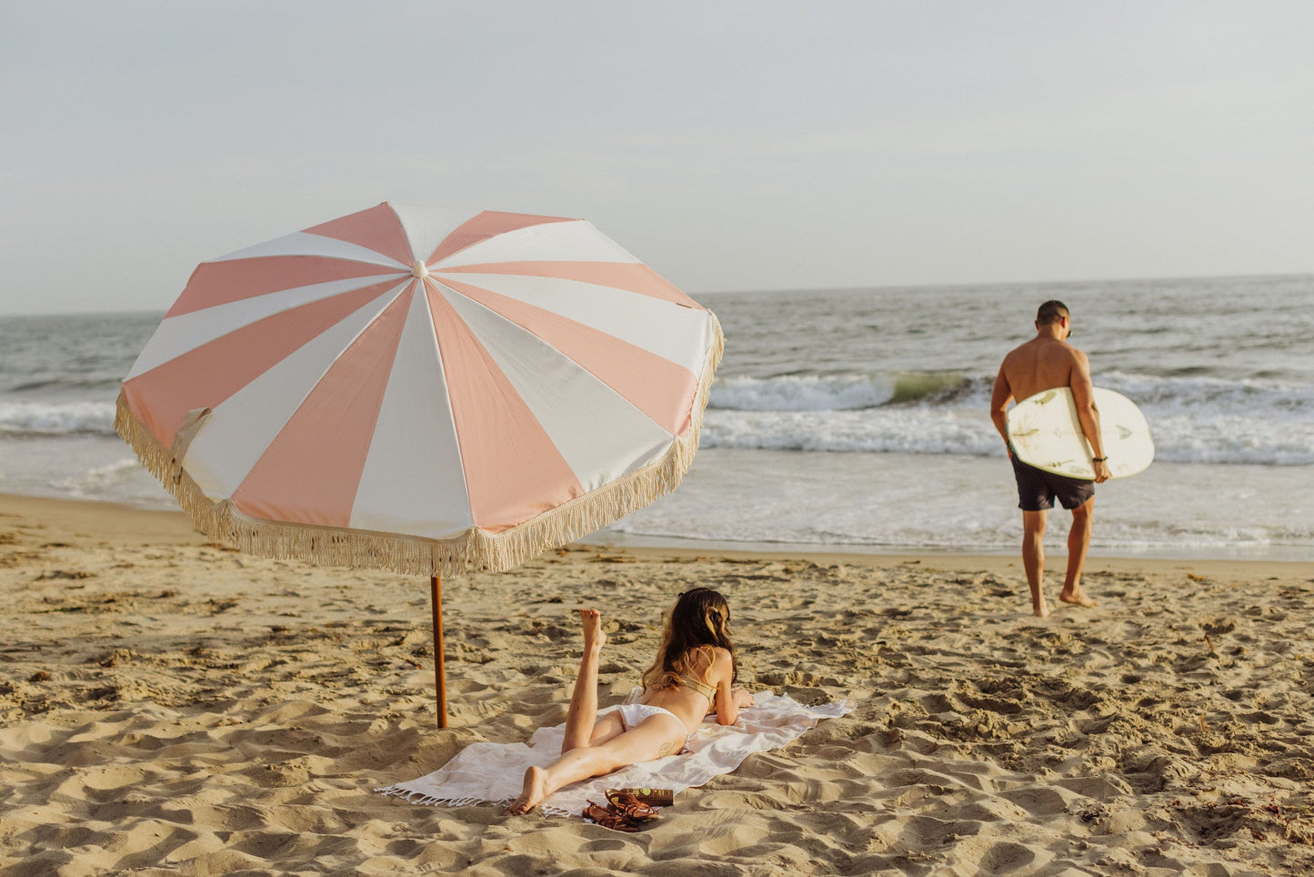 Summerland 6.5 ft. Portable Beach Umbrella - Coastal UV 50+ Sun Shade, Beach House Outdoor Entertaining