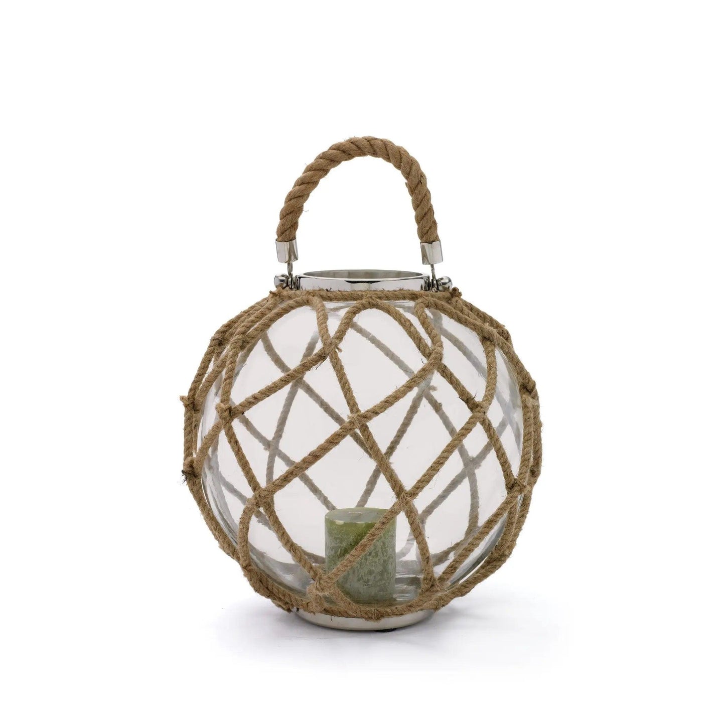 glass buoy lantern wrapped in rope