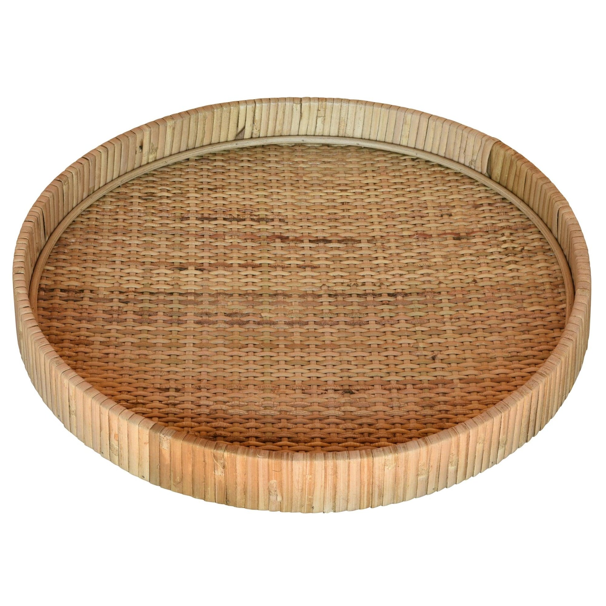 Round rattan tray