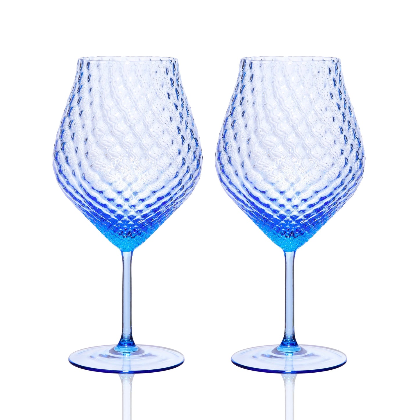 two blue wine glasses