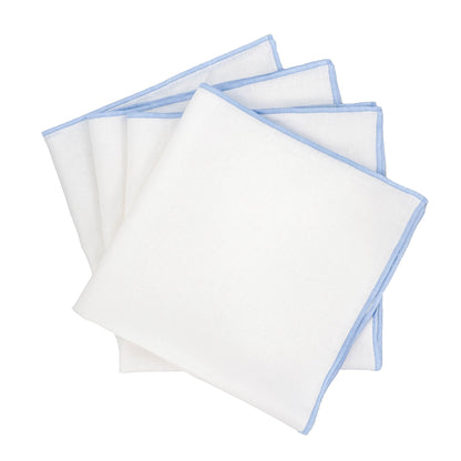 Linen Napkins With Blue Stitch Edges, Set of 4