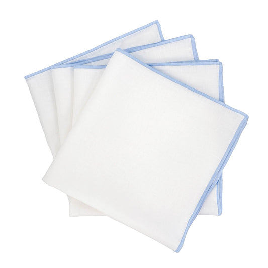 Linen Napkins With Blue Stitch Edges Set of 4