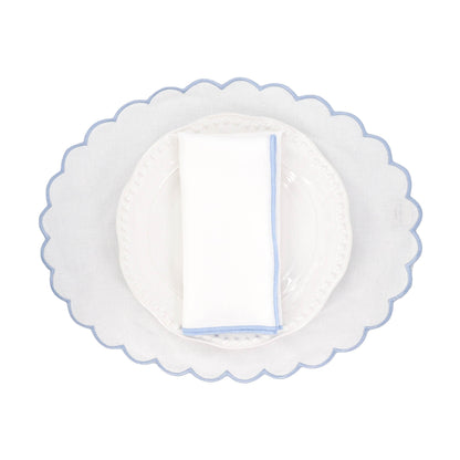 Linen Napkins With Blue Stitch Edges, Set of 4