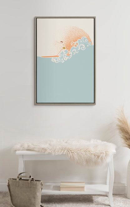 Sylvie Sea Breeze Surfer Girl Framed Canvas by Hannah Beisang
