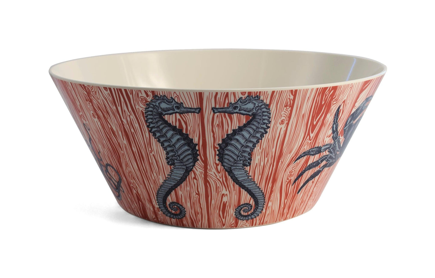 red bowl with blue seahorses