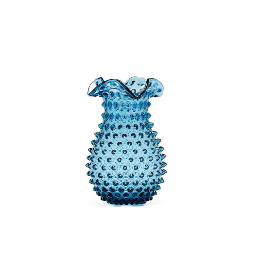 Hobnail Vase Petal in Midnight Blue - Coastal Textured Glass Vase, Beach House Decor