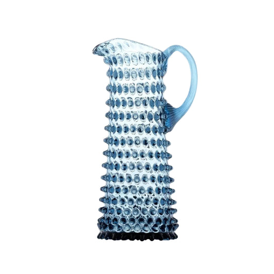 Hobnail Jug Tall in Midnight Blue - Coastal Textured Glass Vase, Beach House Decor