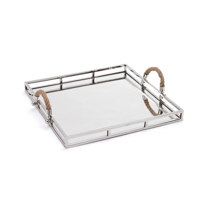 square mirror tray with rope handles