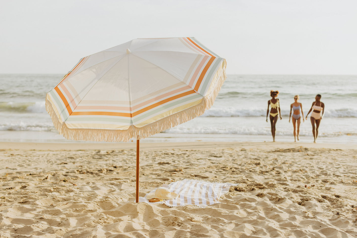 Summerland 6.5 ft. Portable Beach Umbrella - Coastal UV 50+ Sun Shade, Beach House Outdoor Entertaining