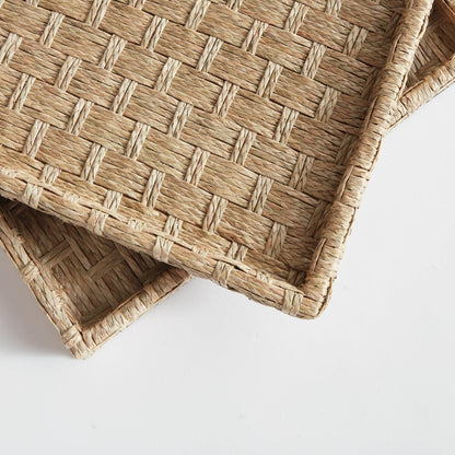 close up of woven trays