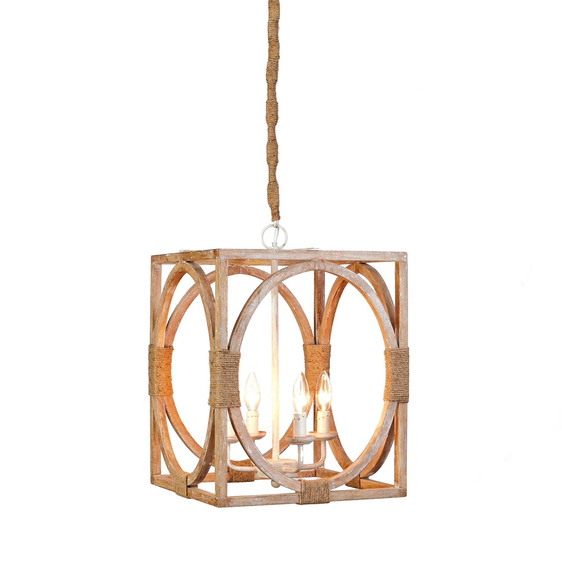 wood and jute pendant light