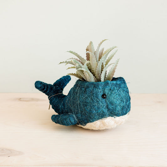 Wicker Whale Planter