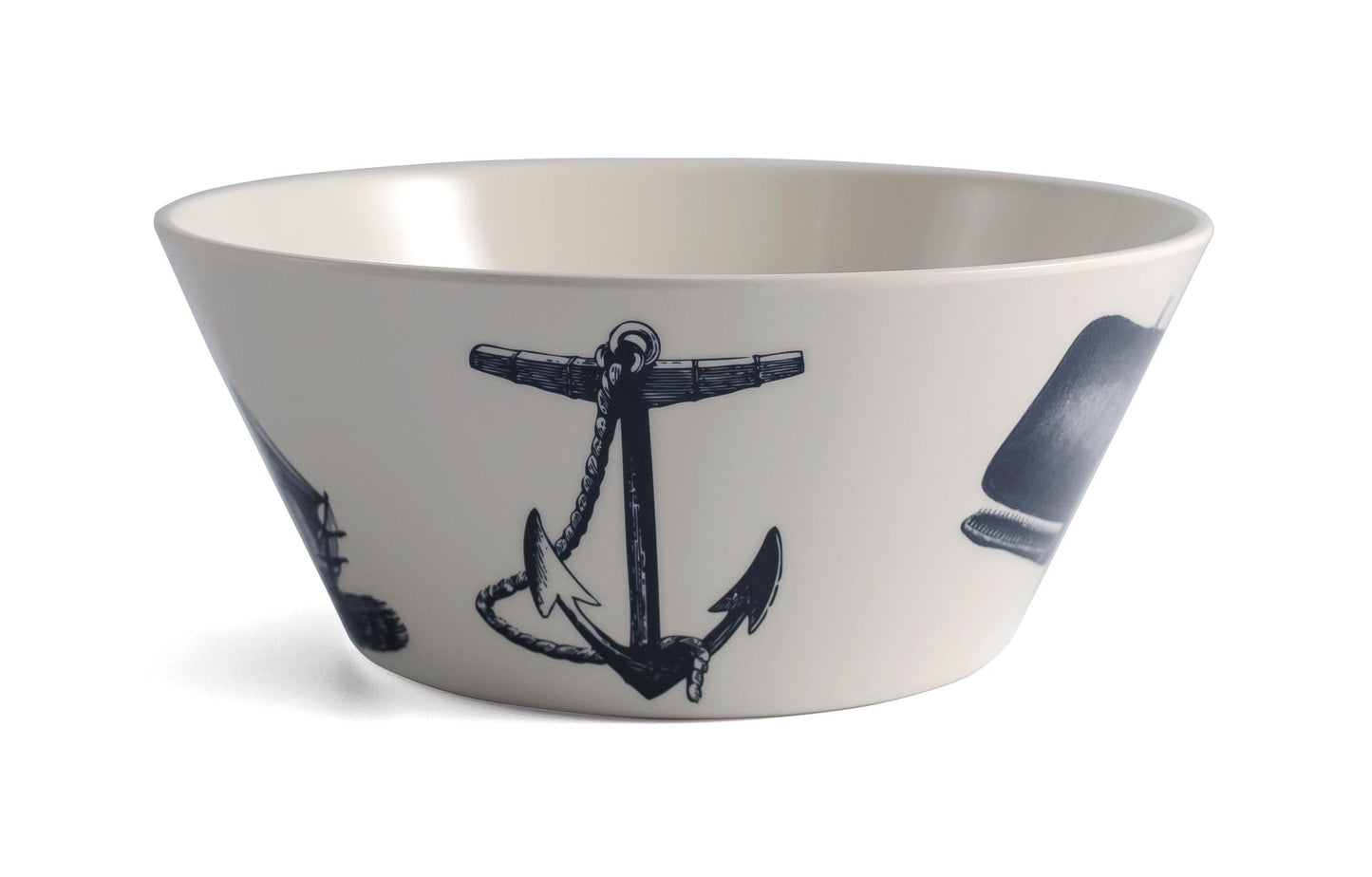 white bowl with blue anchor