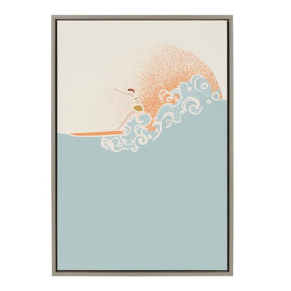 Sylvie Sea Breeze Surfer Girl Framed Canvas by Hannah Beisang