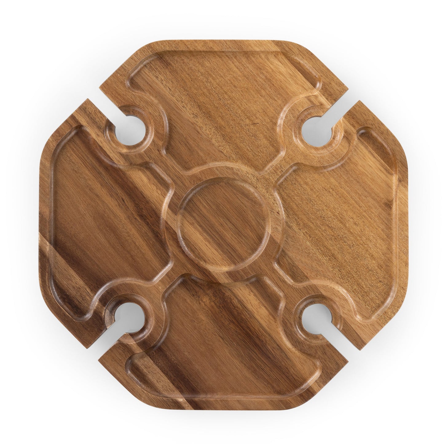 Mesavino Wine Picnic Table - Coastal Acacia Wood Portable Wine & Snack Table, Beach House Outdoor Entertaining