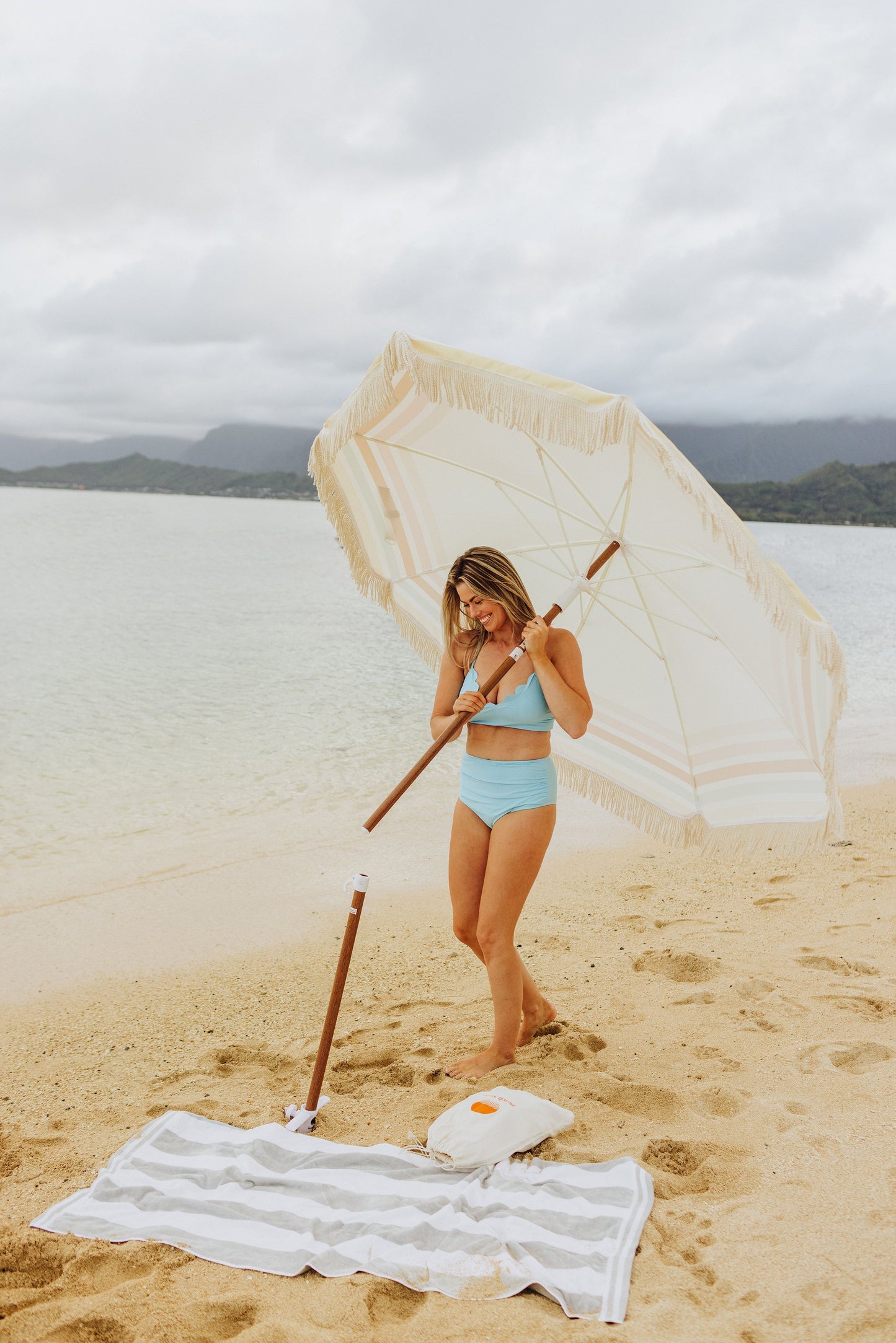 Summerland 6.5 ft. Portable Beach Umbrella - Coastal UV 50+ Sun Shade, Beach House Outdoor Entertaining