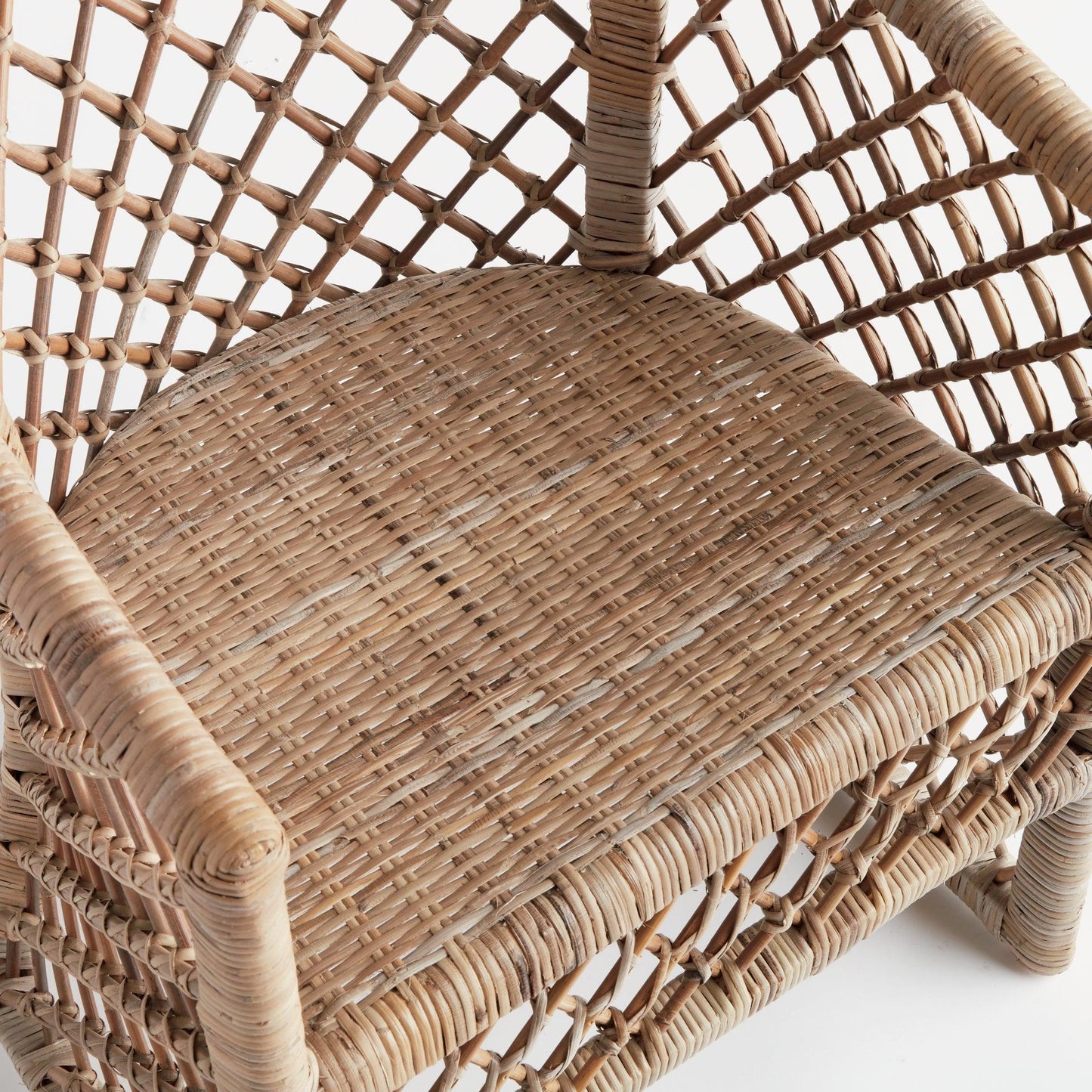 close up of seat of rattan chair