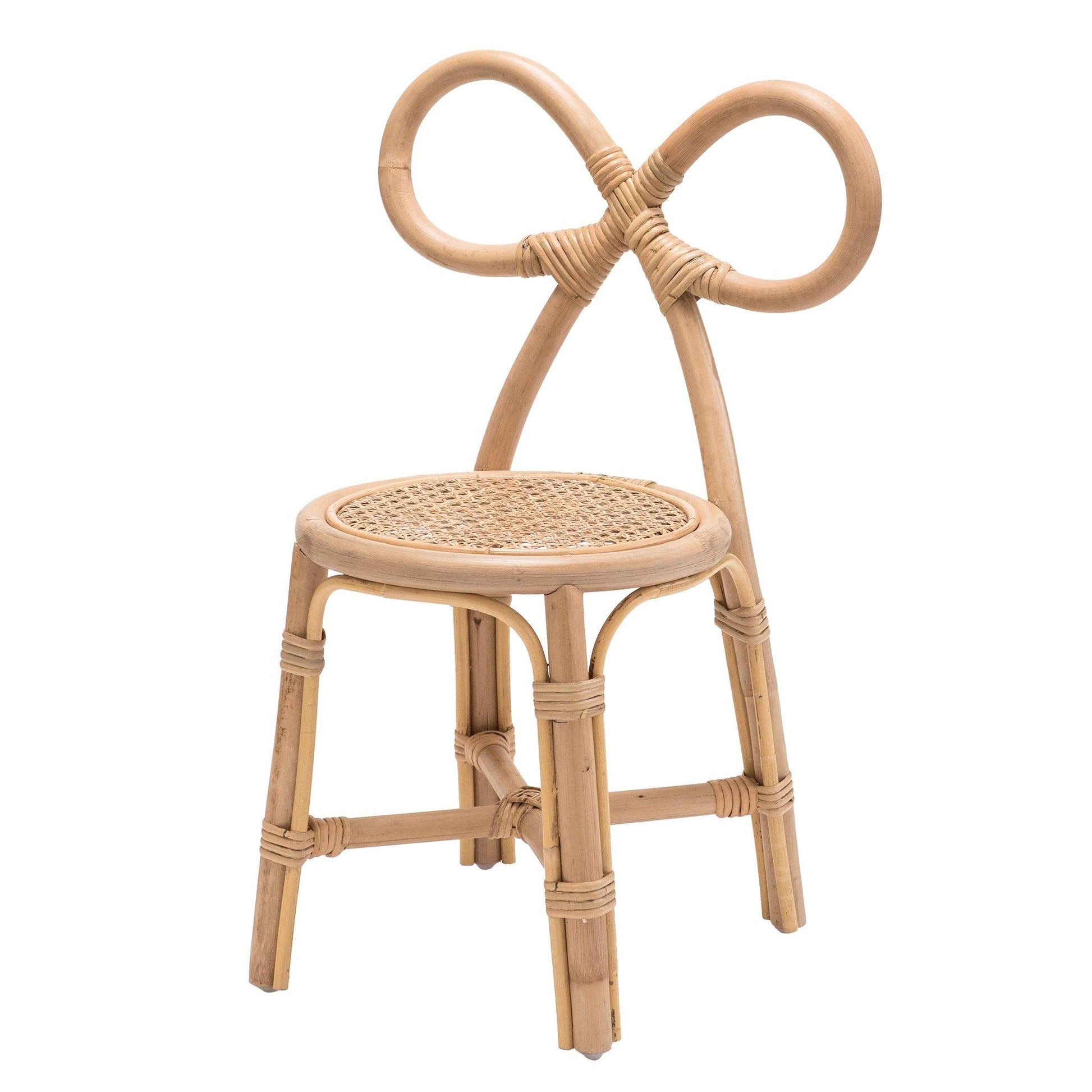 rattan chair in natural color with bow back