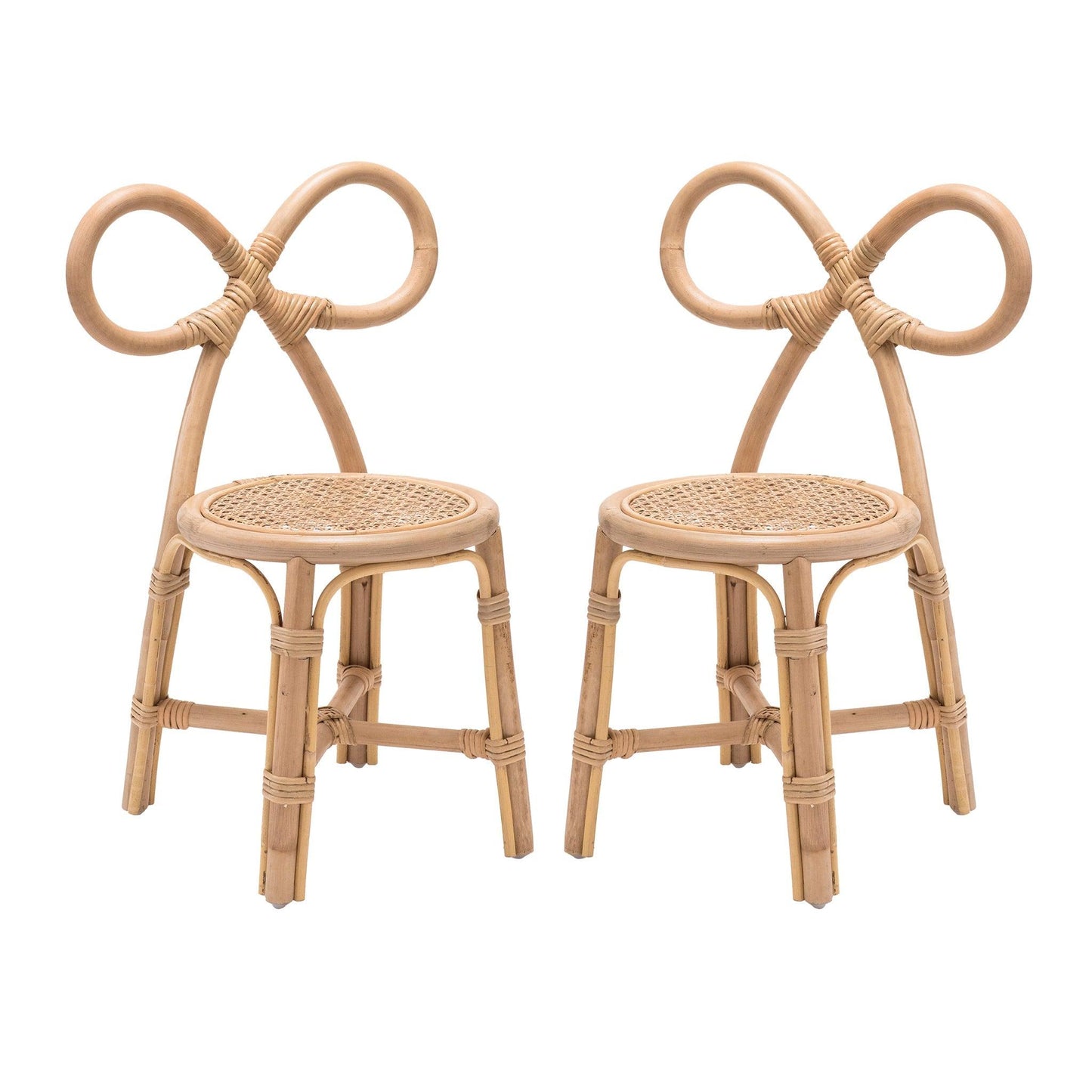 two small rattan chairs