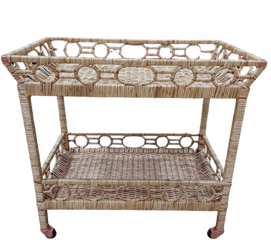 Rattan bar cart