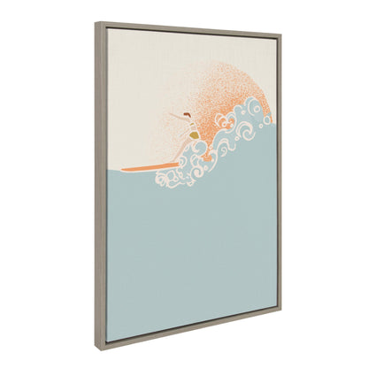 Sylvie Sea Breeze Surfer Girl Framed Canvas by Hannah Beisang