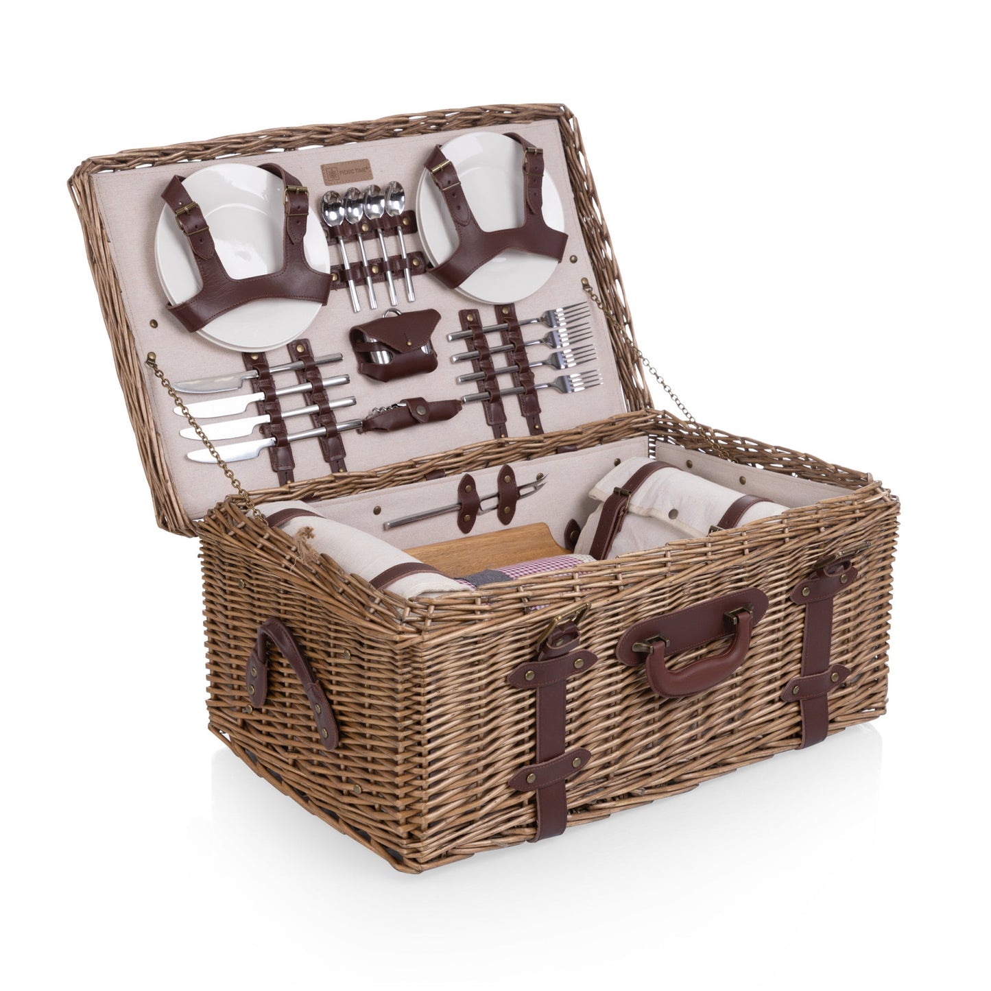 Charleston Luxury Picnic Basket for 4 - Coastal Heirloom Wicker Entertaining Set, Beach House Gift