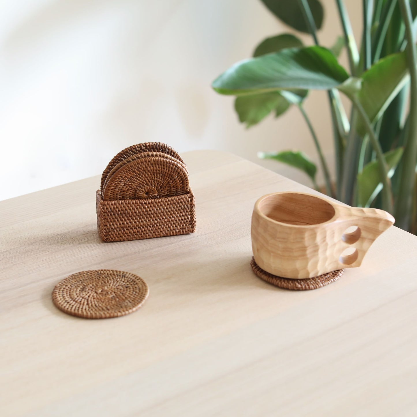 Bali Rattan Cup Coaster - Set of 5