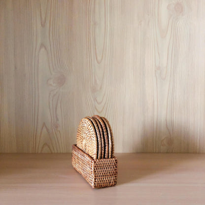 Bali Rattan Cup Coaster - Set of 5