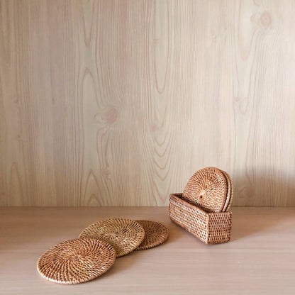 Bali Rattan Cup Coaster - Set of 5