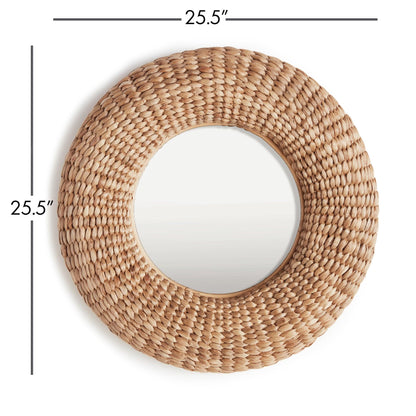 round woven wall mirror