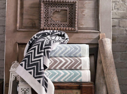 Coastal Bath Towels Set of 2 - Santorini Collection, Beach House Bathroom Decor