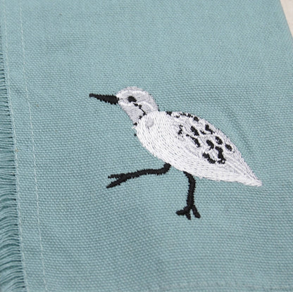 Sandpiper Bird Embroidered Cotton Napkins, Set of 4