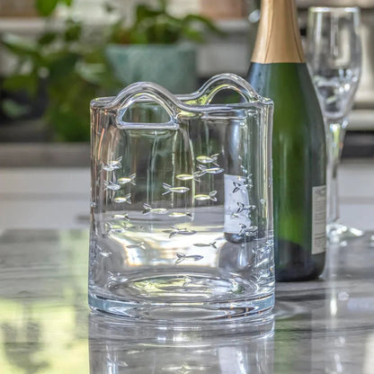 School of Fish Etched Glassware