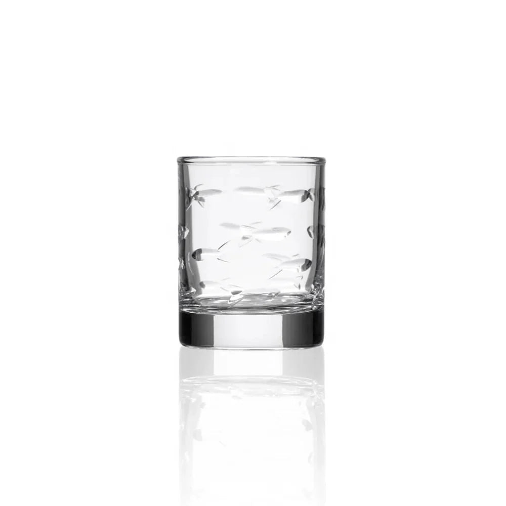 School of Fish Etched Glassware