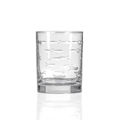 School of Fish Etched Glassware