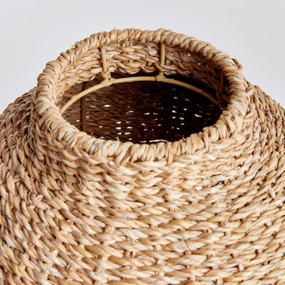 Close up of woven rattan vase 