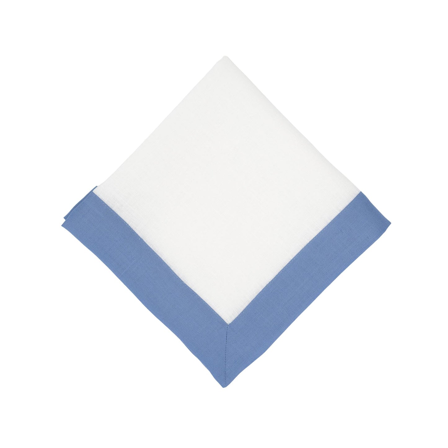 Sky Linen Napkins with Blue Double-Sided Borders, Set of 4