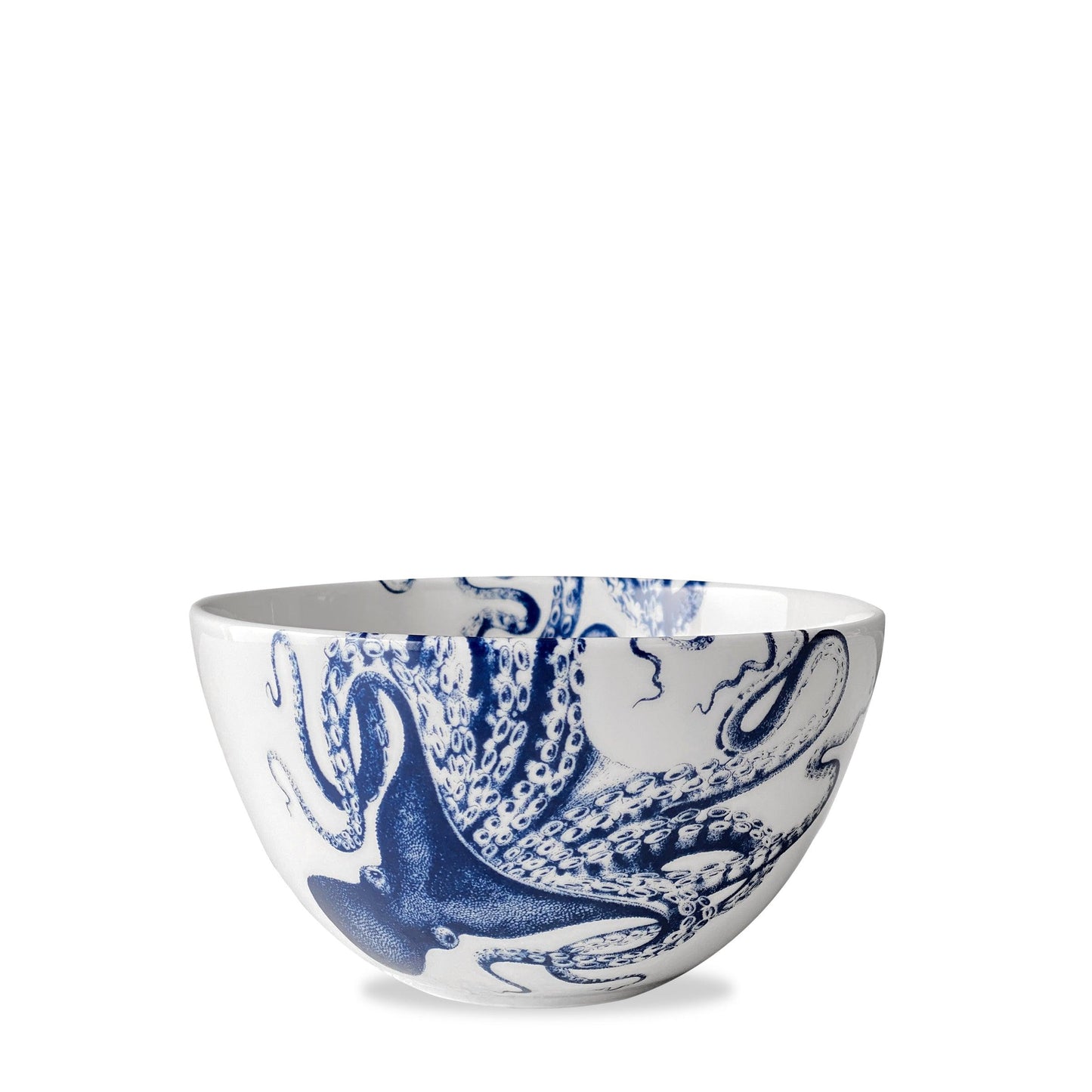 a blue and white bowl on a white background