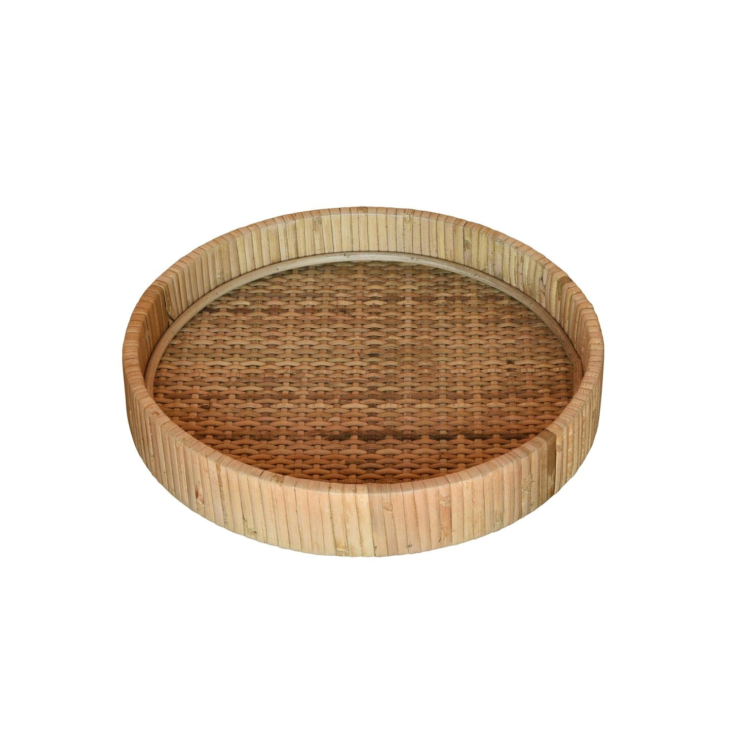 small round rattan tray