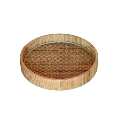 small round rattan tray