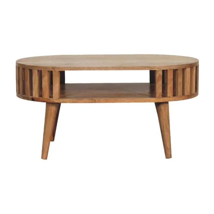 a wooden coffee table with a wooden top