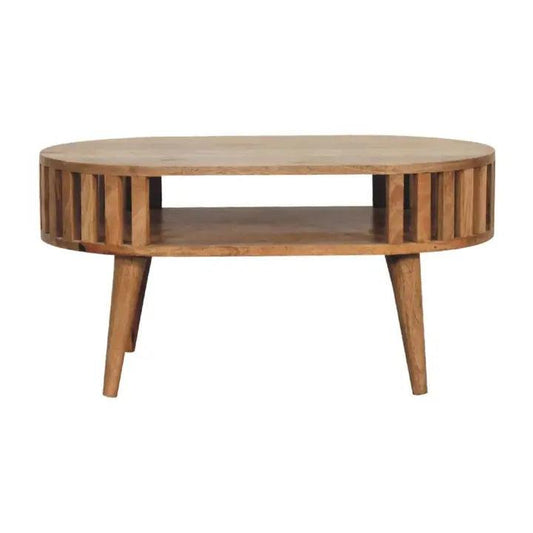 a wooden coffee table with a wooden top