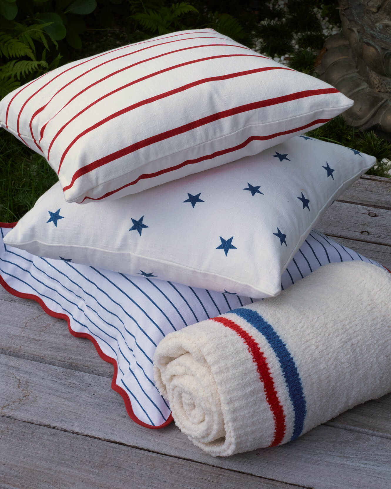 Coastal Americana Snug Lap Throw - Patriotic Beach House Blanket, Coastal Living Room Decor