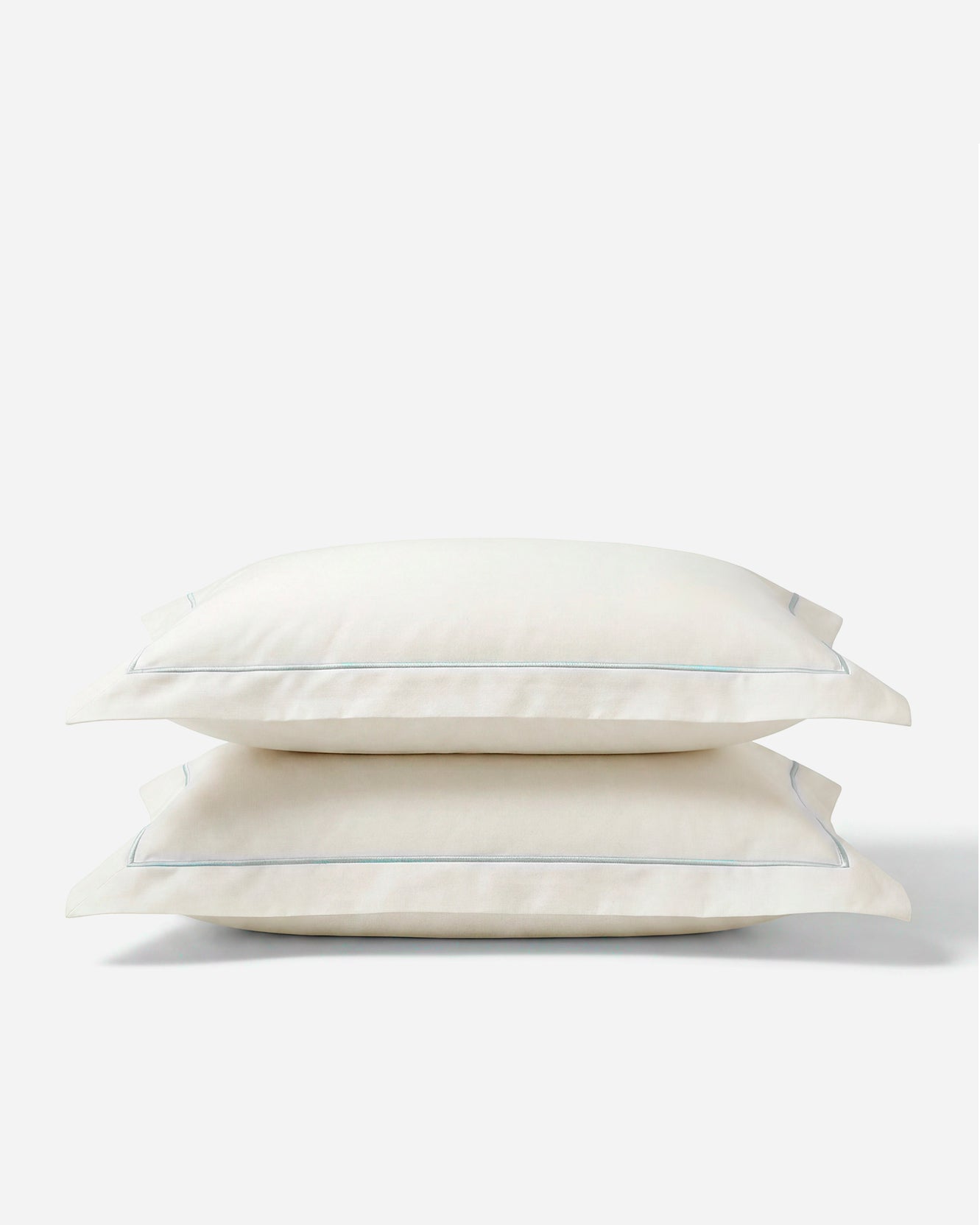 Rimini Cotton Sateen Sham Set with Piping - Coastal Luxury Bedding, Beach House Bedroom Decor